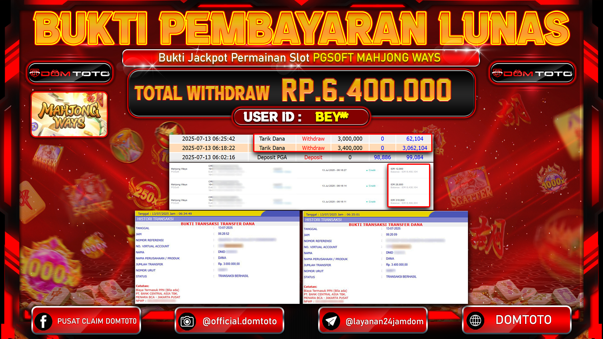JACKPOT SLOT MAHJONG WAYS 13 JULI 2025